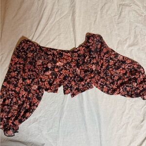 Floral Black and Pink Crop Top